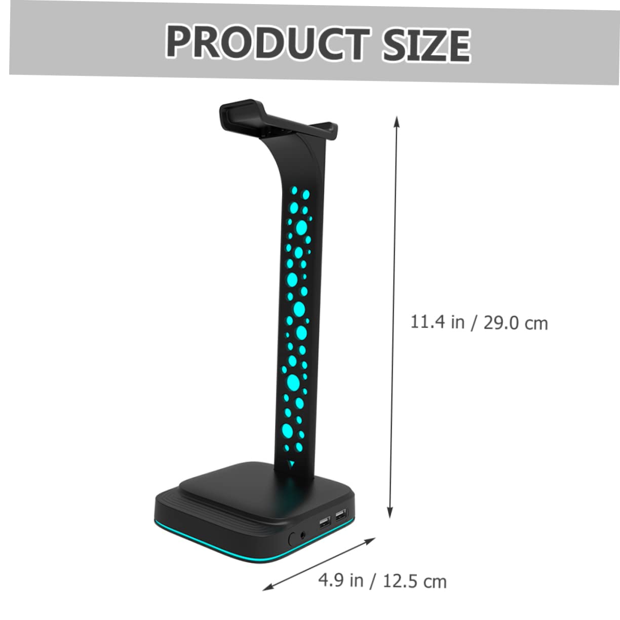 OSALADI Soporte para Auriculares Led RGB para Escritorio, Doble USB y Auxiliar 3.5 Mm, Accesorio De Gaming Multifuncional, Compatible Pc y Uso Diario, Color Negro
