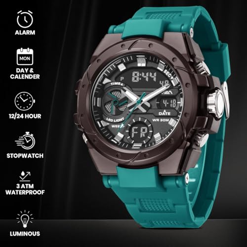 Image of V2A Styrke 5120 Analog Digital Watch for Men | Hybrid Multi Display Dial | Alarm Stopwatch Day Date 12 /24 Hr | TPU Strap | 30M Water Resistant | Gift for Mens