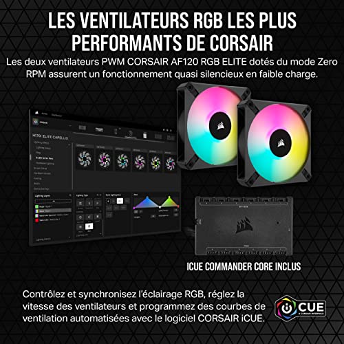 Corsair iCUE H100i ELITE CAPELLIX XT Refroidisseur de CPU Liquide - Deux Ventilateurs AF120 RGB ELITE - Radiateur 240mm - Intel® LGA 1700, 1200, 115X, 2066, AMD® AM5, AM4 - Noir