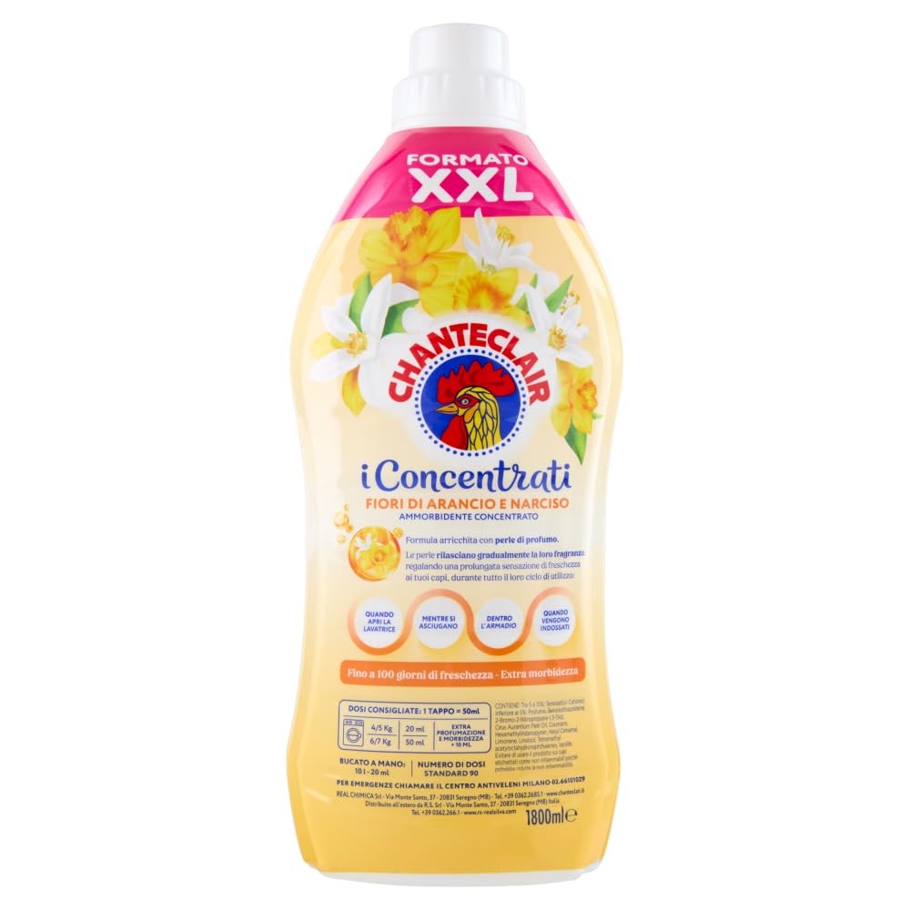 Chanteclair I Suavizante concentrado, azahar y narciso, 90 lavados, 1800 ml + llavero Beni Culinari gratuito
