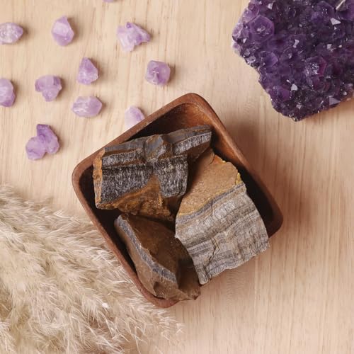 Image of Blue Tiger Eye Raw Stone (200 Gm) | Natural Healing Crystal for Calm Mind & Communication | Natural Stones for Meditation & Reiki | Decorative Raw Crystals for Spiritual Home & Office Decor (2-4 Pcs)