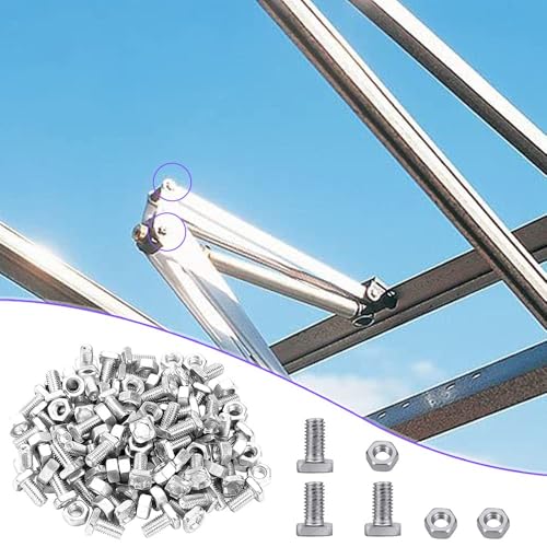 M6x22mm Aluminium Gewächshausschrauben und -muttern, Hochleistungsrost Hardware Kit für Gewächshaus-Montage und -Reparatur, Baugruppe enthält 20 Schrauben und 20 Muttern