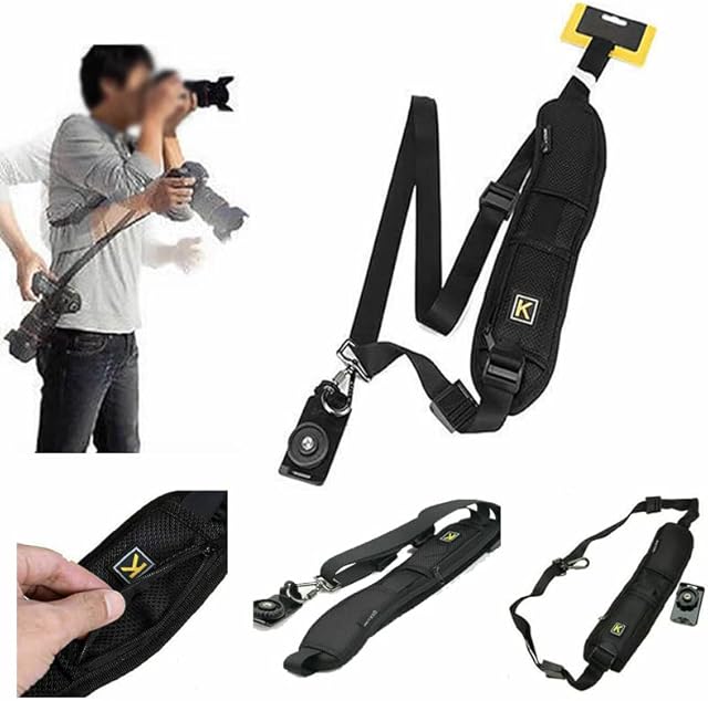 Buy-Simplicity® Quick Release Sling Black Camera Single Shoulder Strap | Adjustable, Anti-Scratch, and Durable | SLR DSLR Camera Strap Accessories