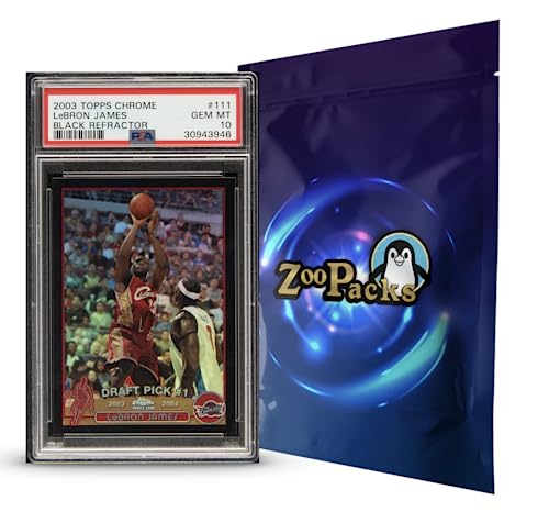 PSA Basketball Graded Card Mystery Power Pack | 1 PSA Graded Basketball Card & 1 Pack of Cards | Grade 8+ Guaranteed | Contains One Graded Vintage Rookie Legend or Current Star | by Zoo Packs