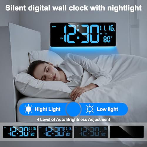 XREXS 16.5 Inch Digital Wall Clock Large Display with Remote Control - Image 5