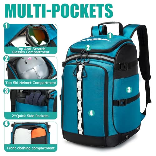 Sac à chaussures de ski 50L en nylon avec compartiment casque - 3