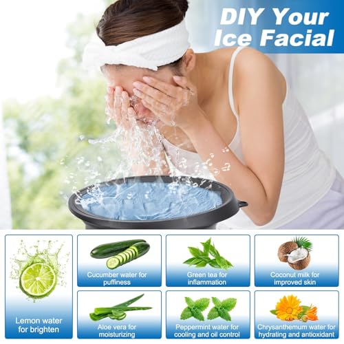 Image of Face Bowl for Ice with Built-in Icetray - Collapsible Silicone Facial Ice Bath Bowl for Easy Storage & Carrying,Face Ice Bath Bowl for Cold Plunge Therapy,Facial Plunge Bowl for Home & Travel (Black)