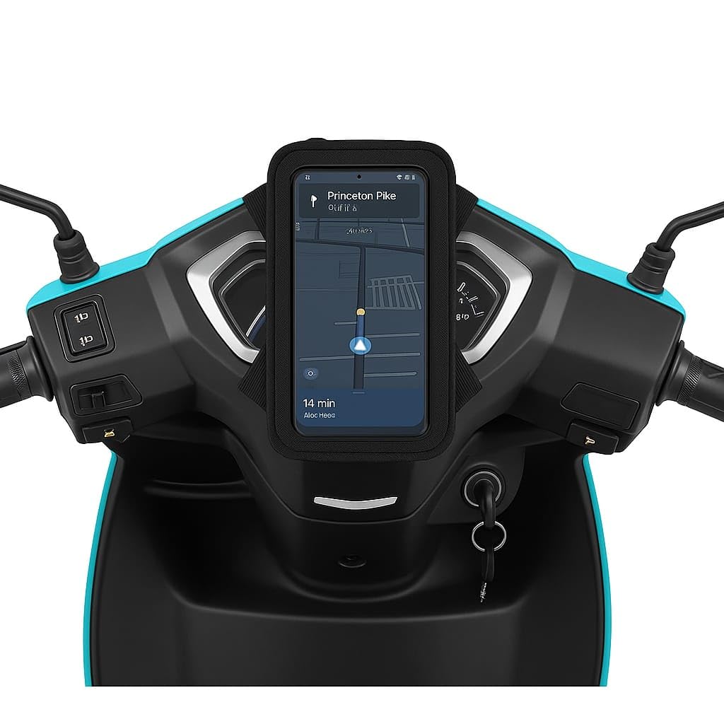 NISHI Motorcycle Phone Mount Holder with Navigation Display Case, Waterproof Dashboard Mount, Black and Turquoise-image-45