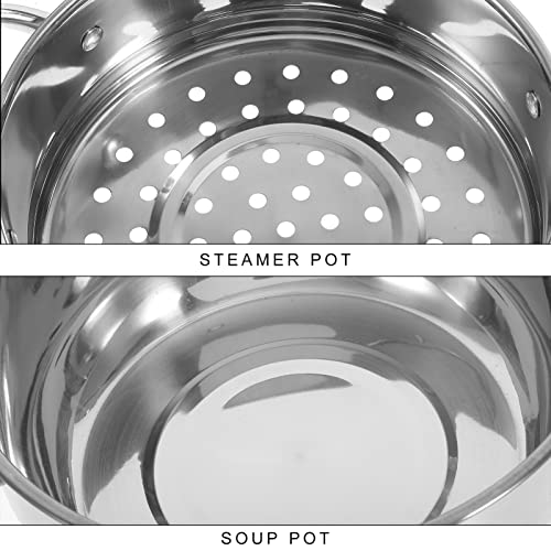 Foto von 1stück Edelstahl Dampfgarer Milchtopf Und Suppentopf Induktionsgeeignet Vielseitiger Kochtopf Für Gemüse Fisch Und Mehr Küchenbedarf