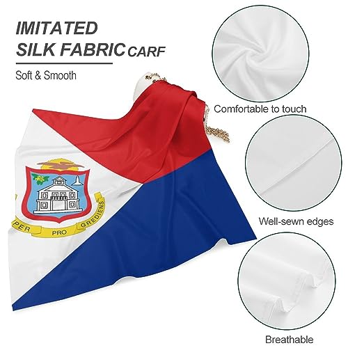 Flag of Sint Maarten Silk Head Scarf Neckerchief Square Scarves Vintage Bandanas For Men Women4