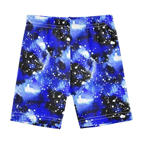 Blue Galaxy Starry Girls Bike Shorts Toddler Soft Cotton Cartwheel Under Dress Dance Shorts