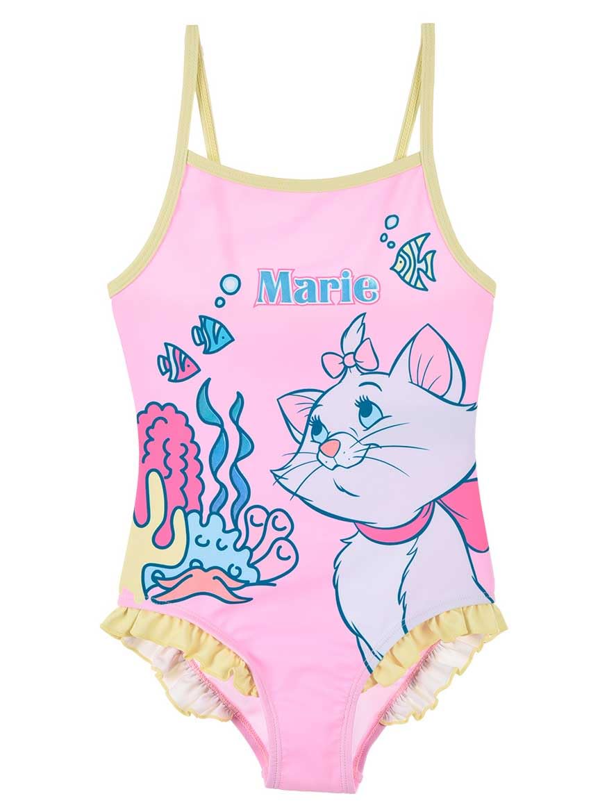 Disney Marie Bañador para Niña, Diseño Los Aristogatos Bañador de Una Pieza, Bañador de Natación Infantil, Tallas 3 a 6 Años