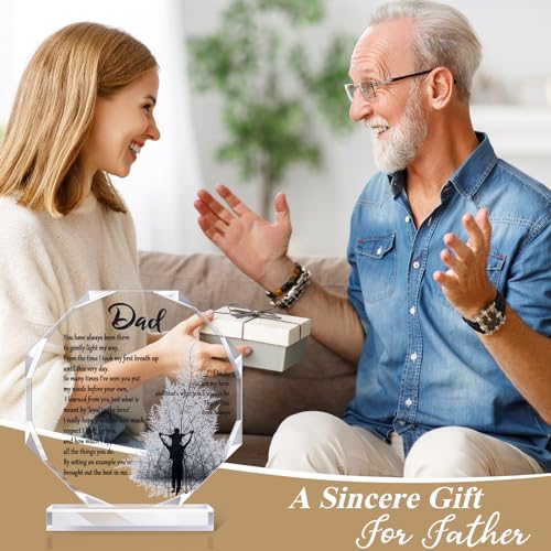 Image of Yookeer Dad Appreciation Gift Acrylic Plaque Blessed Wish Papa Birthday Table Centerpiece from Son Daughter Wife for Father 50th 60th 70th 80th Birthday Thanksgiving Christmas Decor(Classic)