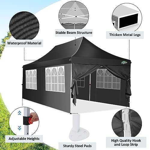Image of COBIZI 10x20 Pop up Canopy Tent for Parties, Carry Bag,6 Walls,4 Sandbags