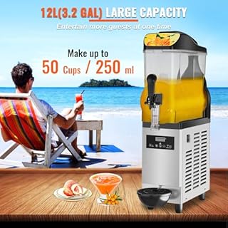 Uargd Commercial Slushy Machine, 12L / 3.2 Gal Single Tank, 24 Cups Capacity, 110V 550W Stainless Steel Frozen Drink Maker for Smoothies, Margaritas, and More – Ideal for Parties, Cafes, Bars
