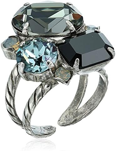 Sorrelli Black Onyx Emerald Cluster Ring, Size 7-9