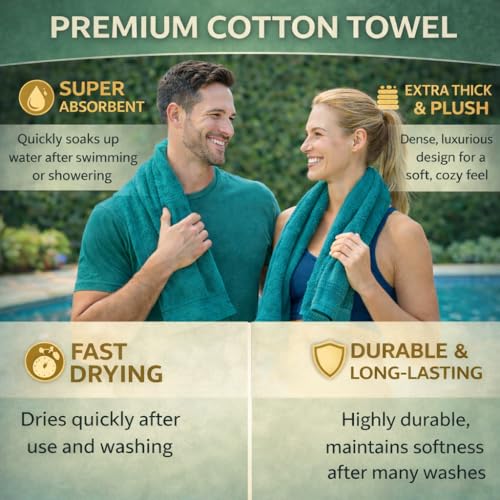 Image of Fitness Mantra Cotton Bath Towel 650 GSM | Heavyweight, Soft & Absorbent | Quick Dry | Large 30 x 60 Inch Towel for Daily Bath Use | 1 Peace| Dark Teal|