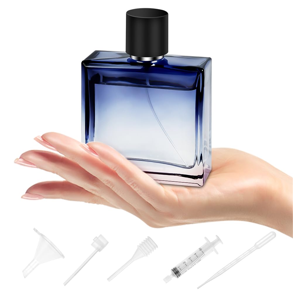 LOPHE Parfümzerstäuber, 2 Stück 50ml Mini Parfum Zerstäuber Blau, Portable Parfümzerstäuber Nachfüllbar, Zerstäuber Parfüm Sprühflasche, Perfume Sprayer für Reise Männer und Frauen