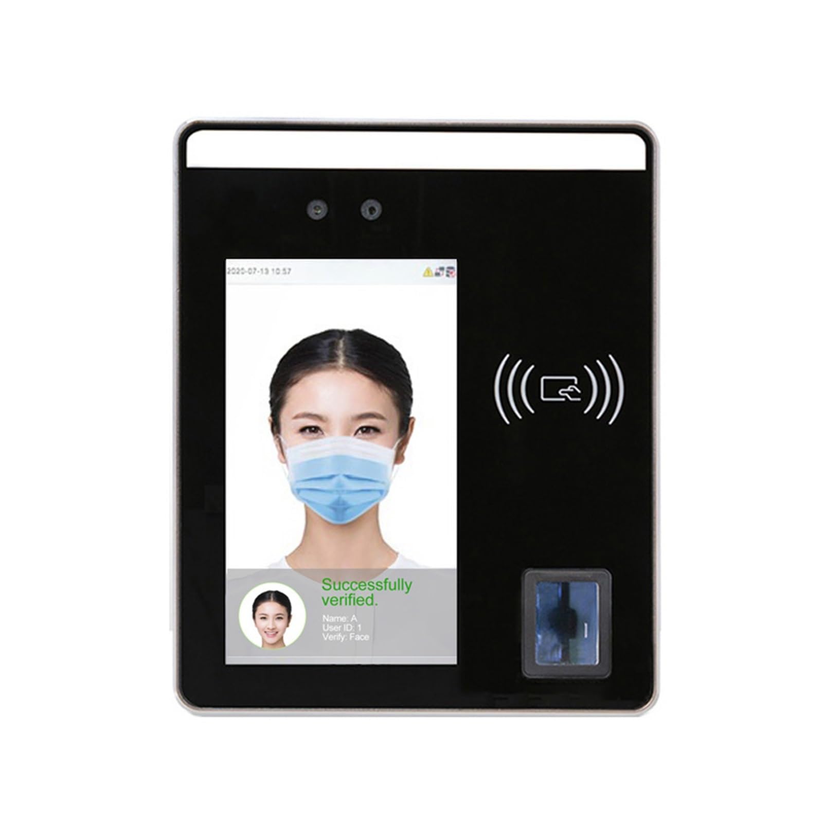 Máquina de Fichaje, ZK SpeedFace-H5L Luz Visible Reconocimiento biométrico de Huellas Dactilares de Control de Acceso con Tarjeta RFID y Tiempo de Asistencia(Speedface-H5L-ID,English_Plug)