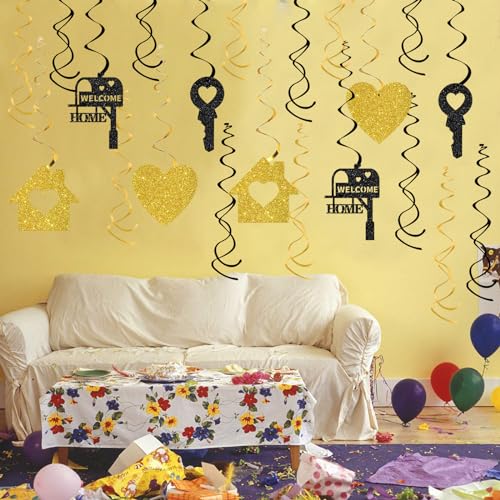 Maicaiffe Welcome Home Hanging Swirl Decorations - Glitter 20 Pcs Welcome Back Retirement Party Supplies - New Home Streamers - Housewarming Party Foil Swirls Ceiling Decorations - Image 6