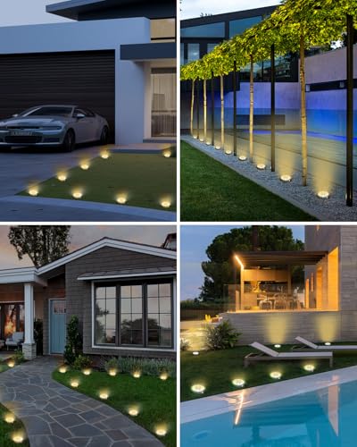 btfarm 10 Stück Solar Bodenleuchten Aussen, 8 LED Gartenbeleuchtung Solar Wasserdicht Boden Solarleuchten, Solarlampen für Außen Garten Rasen Auffahrt Gehweg Patio, Warmes Weiß 5