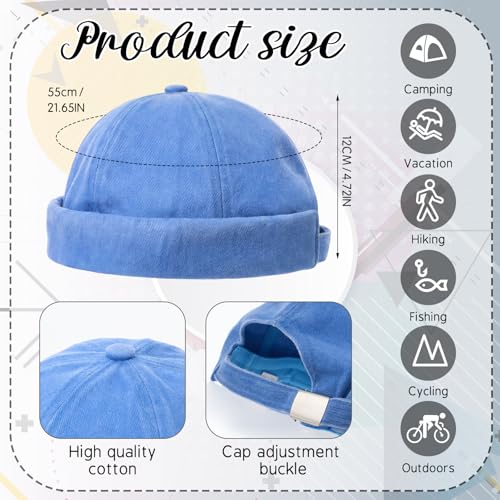 Image of SATINIOR 2 Pieces Brimless Hats for Men Adjustable Docker Cap Casual No Brim Hat Rolled Cuff Sailor Skullcap