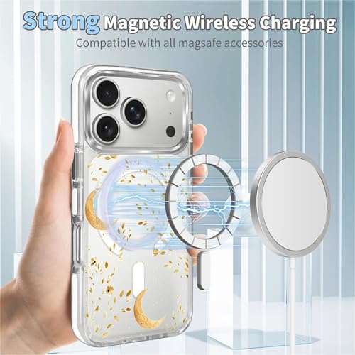 Coque iPhone 17 Pro Magsafe Celestial Gold Moon rigide luxe - 5