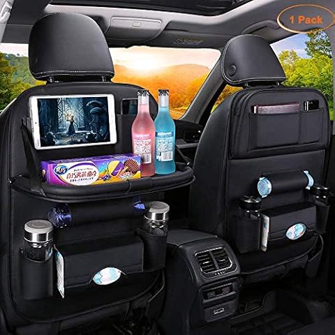 Aokilom Car Back Seat Organiser Universal Car Storage Organiser Seat Back Protectors Waterproof Kick Mats with Foldable Tablet Holder And Multi Pockets for Kids Baby Family Trip Travel-1 Pack Cover