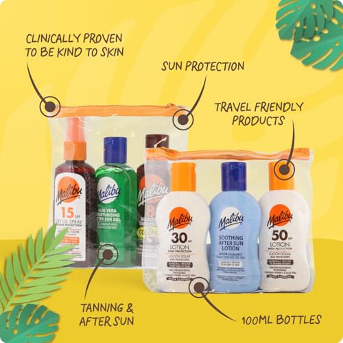 Malibu Travel Pack 3 x Zonnebrand Lotion - SPF 15 - SPF 20 - Aftersun – Ansicht 3