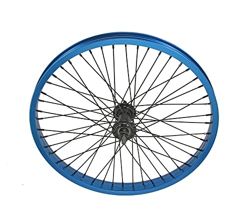 Lowrider Bike 20 x 2.125 Alloy Front Wheel 48 Spoke 14gSS/Black 3/8 Axle Sealed Bearing Double Wall Blue.