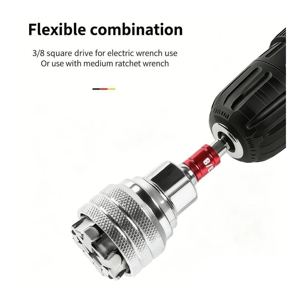 Set 3 chiavi bussola per trapano chiave dinamometrica 3/8-3/4" | Adattatore universale regolabile da 10‑19 mm(B-3set)