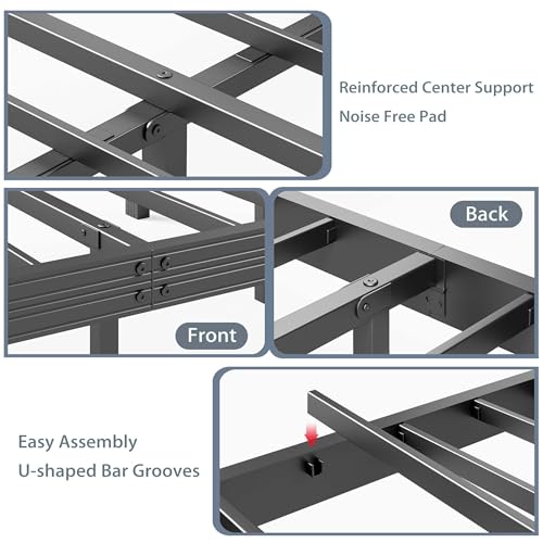 Image of ZIYOO 18 Inch Twin Metal Platform Bed Frame with Headboard, 1000 LBS Sturdy Steel Slat Bed Base, Noise Resistant, No Box Spring Needed, Easy Assembly for Apartment Dorm