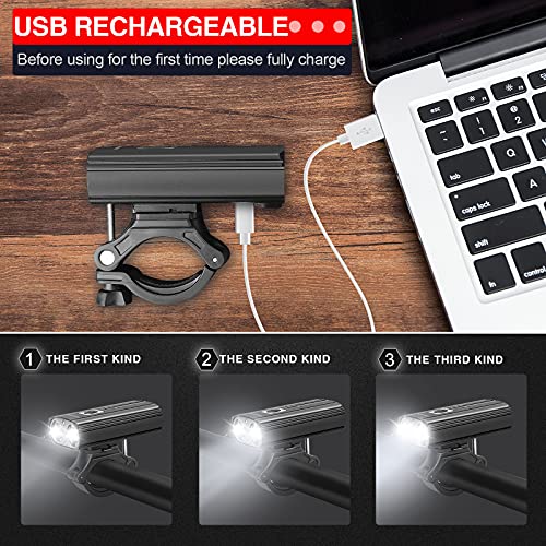 SIKVIO Lumière vélo, Eclairage Velo USB Rechargeable 5 Modes de Feux de Vélo, 1000 Lumens, 2 LEDs Lampe Velo, Lampe Vélo IP65 Étanche Avant et Arrière pour Tous Les vélos (avec feu arrière) - Image 7