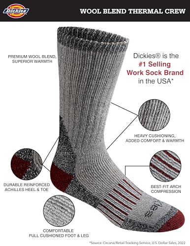 Dickies Men's Heavy Weight Wool Blend Thermal Crew Socks, (2, 4 Pairs) - Image 3