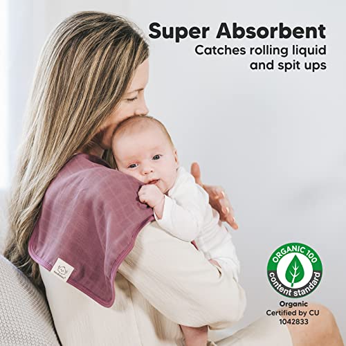 5-Pack Muslin Burp Cloths For Baby Boys, Girls - Organic Baby Burp Cloths, Burp Clothes For Baby Girl, Boy, Neutral Burp Cloths, Burping Cloths For Babies, Burp Rags, Bamboo Cotton Burp Cloth (Corals) #TOP2