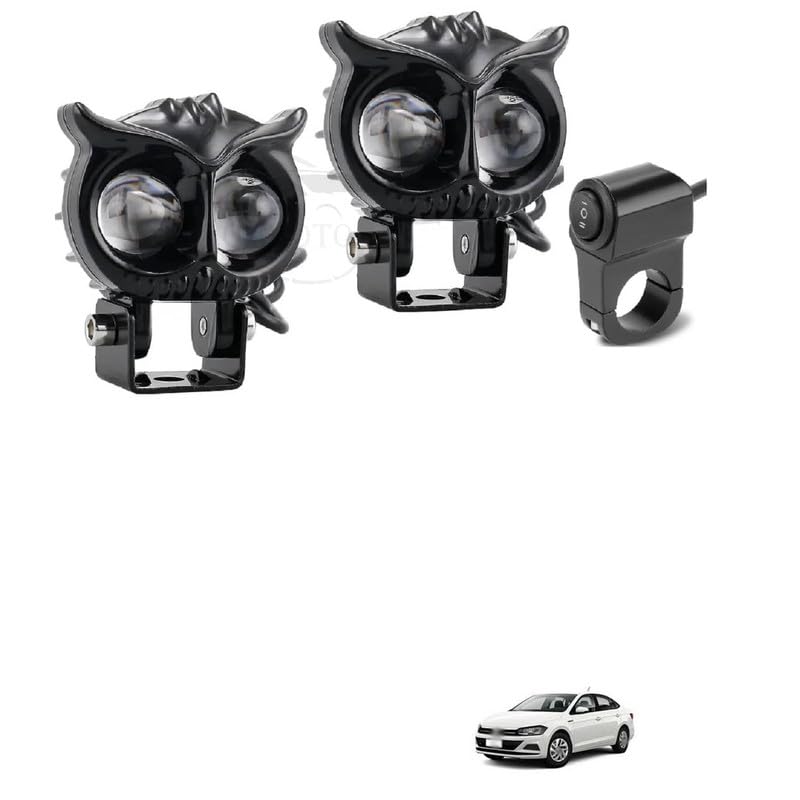 LOVMOTO Universal Owl Shape Mini drive DC Power Mini Driving Fog Light For All Motor-cycle, Bi-kes, Scoo-ters, C-ars, Projector Light dual Color White/Yellow Comfortable For Vir-tus