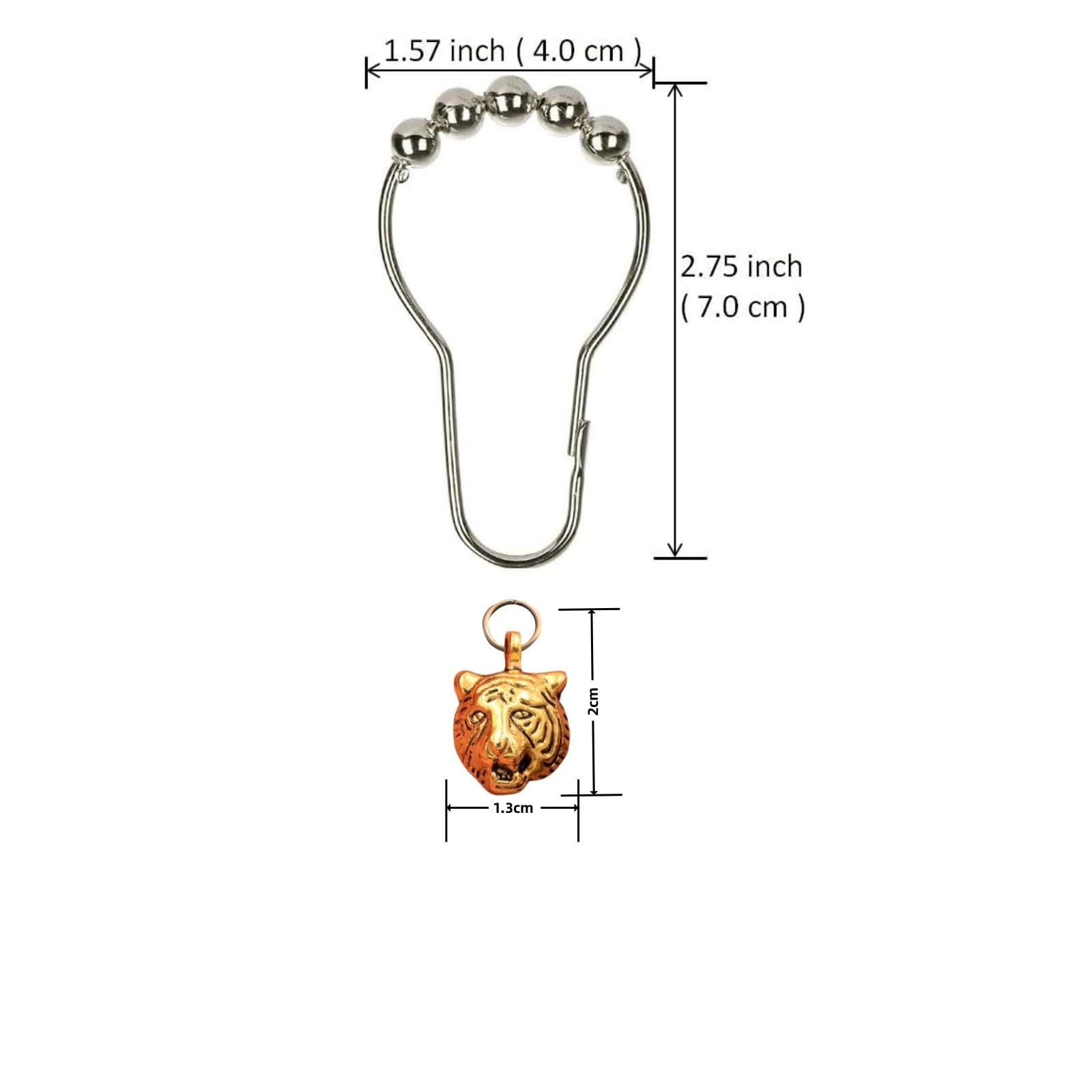 12Pcs Tiger Shower Curtain Hooks Rings Shower Rings for Curtain, for Bathroom Shower Rods Shower Hooks Shower Rings for Curtain(Gold)