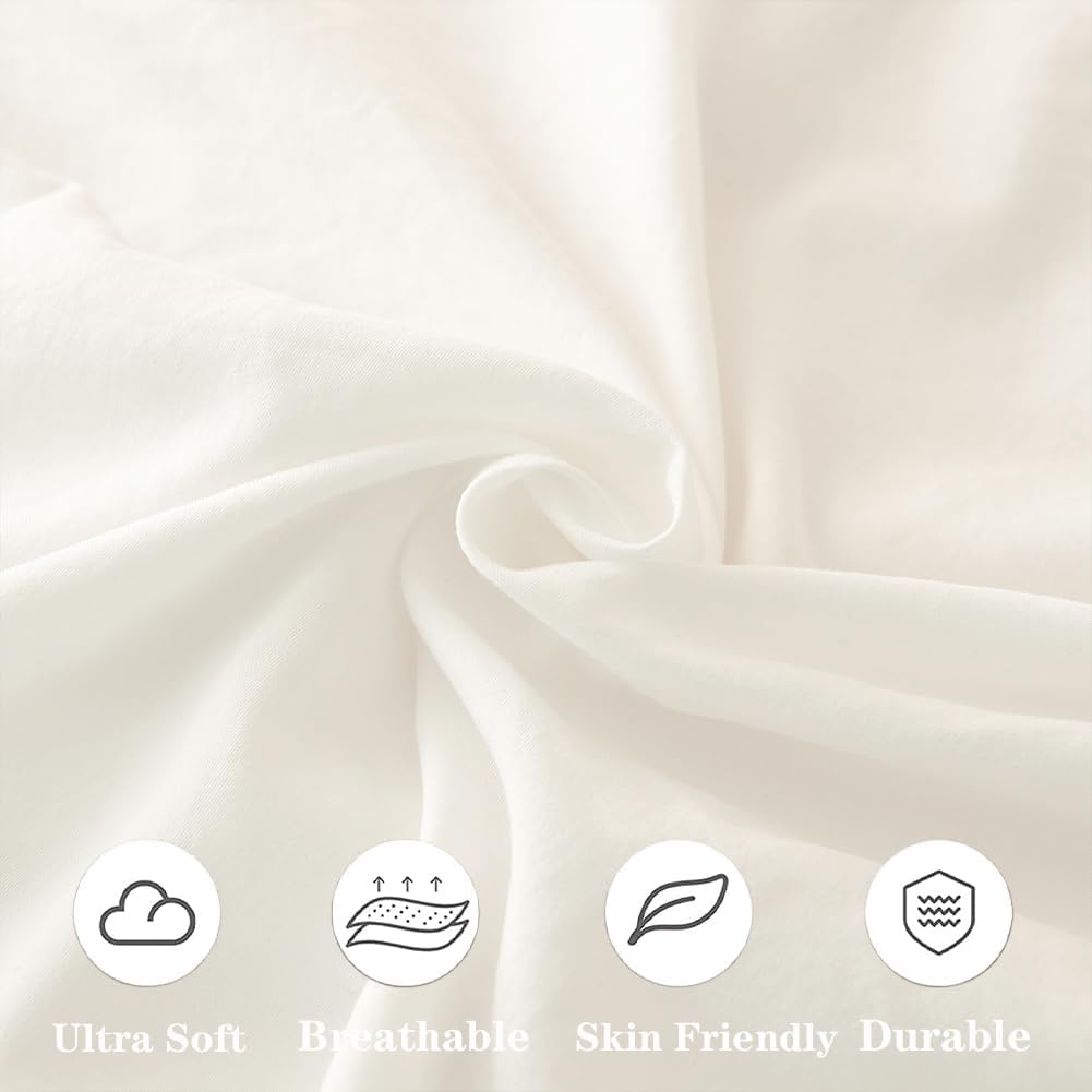 Full Size White Ruffled Microfiber Duvet Cover Set