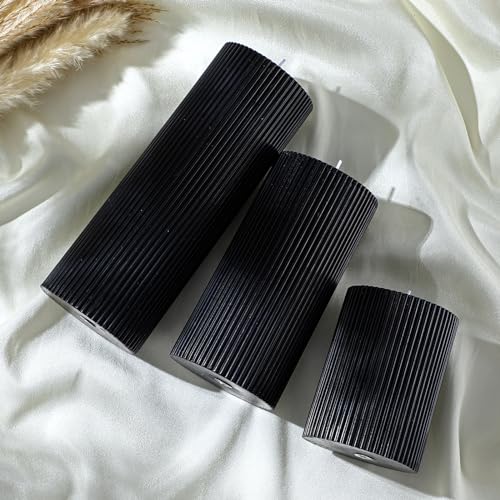 Conelist CONELIST-WED-240515A Ribbed Pillar Candles Set Of 3 thumb #4