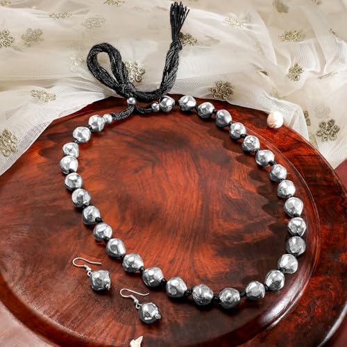 Image of Rubans Traditional Statement Oxidised Jewellery Set for Women