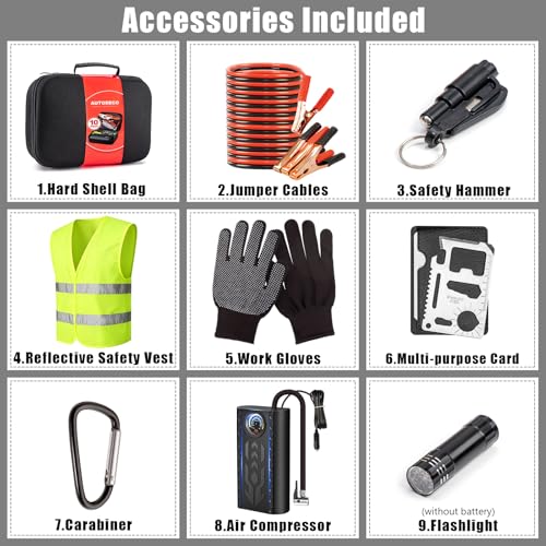Kit de emergencia vial portátil para auto negro miniatura 3