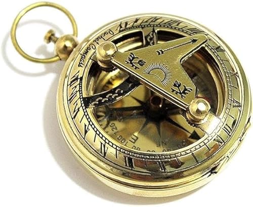 USA CRAFT Brass Push Button Direction Sundial Compass - Pocket Sundial Compass Rustic Vintage Home Decor Gifts Christmas Day Gift