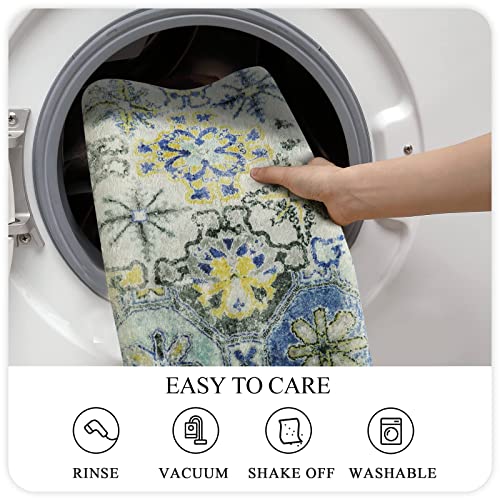 Lahome Boho Kitchen Rugs - 2X4 Runners For Hallways Non-Slip Small Throw Laundry Room Rug Low-Pile Rugs For Entryway Floral Print Bathroom Rugs Carpert Runner Rugs For Bedroom Kids Nursery Room #TOP6