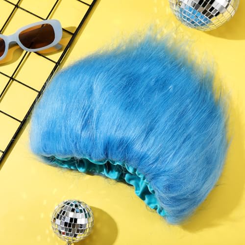 Image of Geyoga 2 Pcs Funny Wig Crazy Hair for Halloween Party,Light Blue | Funny Colorful Wig Adults Use, Unisex Funky Hairband, Halloween Mardi Gras Cosplay Costume Party Accessories