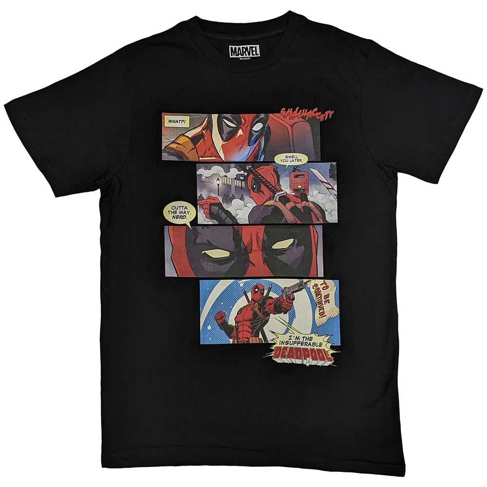 Paradiso Clothing Unisex Black Marvel Deadpool T Shirt Comic Strip New Official Marvel - Xl