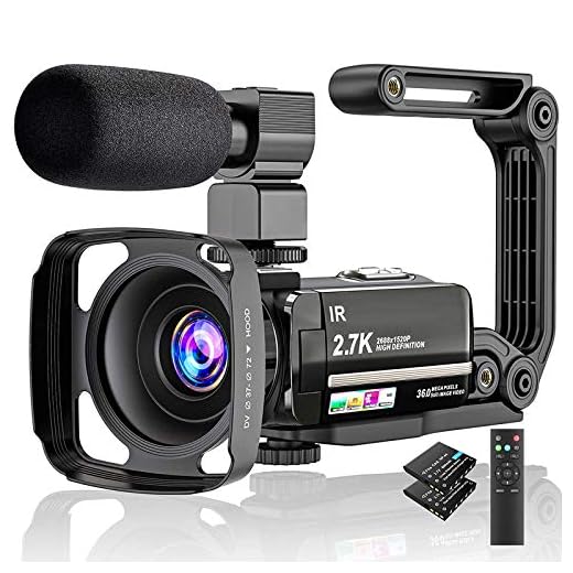 Video Camera 2.7K Camcorder Ultra HD 36MP Vlogging Camera for YouTube IR Night Vision 3.0" LCD Touch Screen 16X Digital Zoom Camera Recorder with Microphone Handheld Stabilizer Remote Control