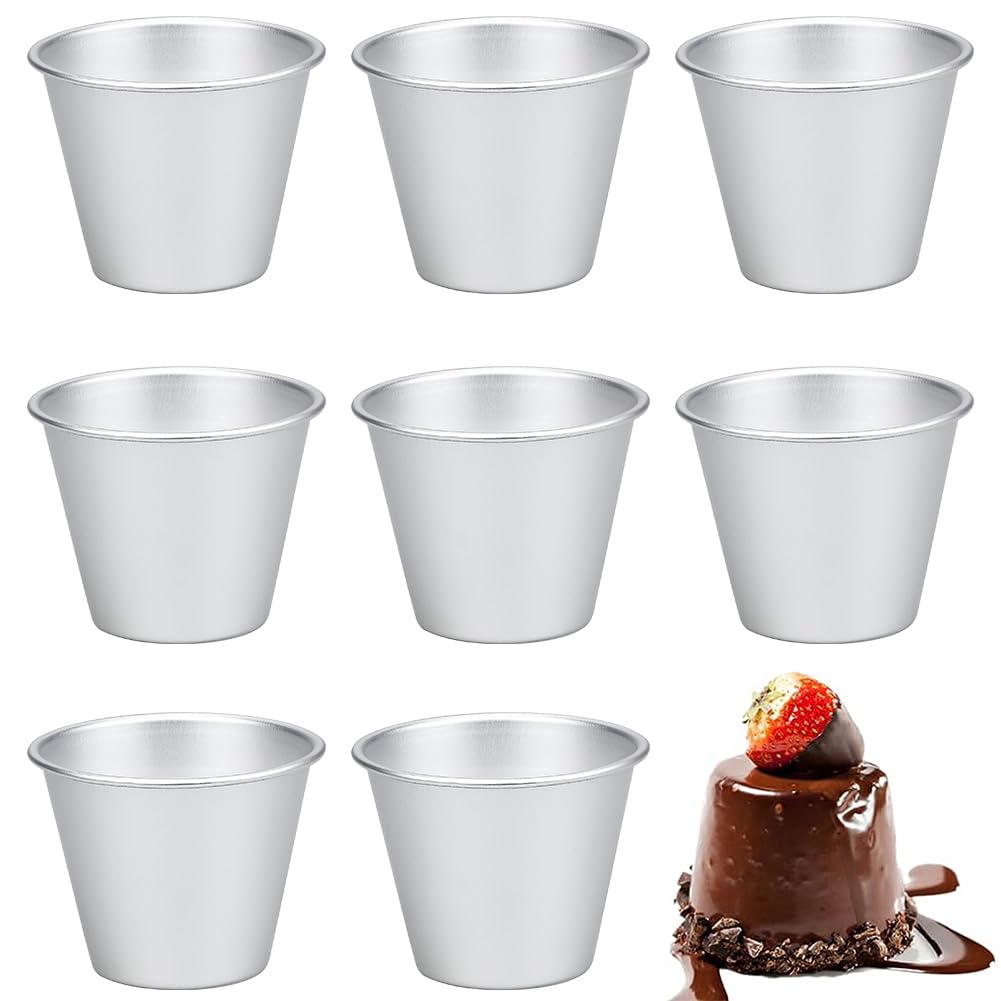 Pudding Mould, 8PCS Nonstick Pudding Cups Egg Tart Mold, Aluminium Muffin Tin Dariole Moulds, Pudding Moulds for Baking, Mini Pudding Basins, Aluminum Baking Cups kulfi moulds Indian for DIY Baking