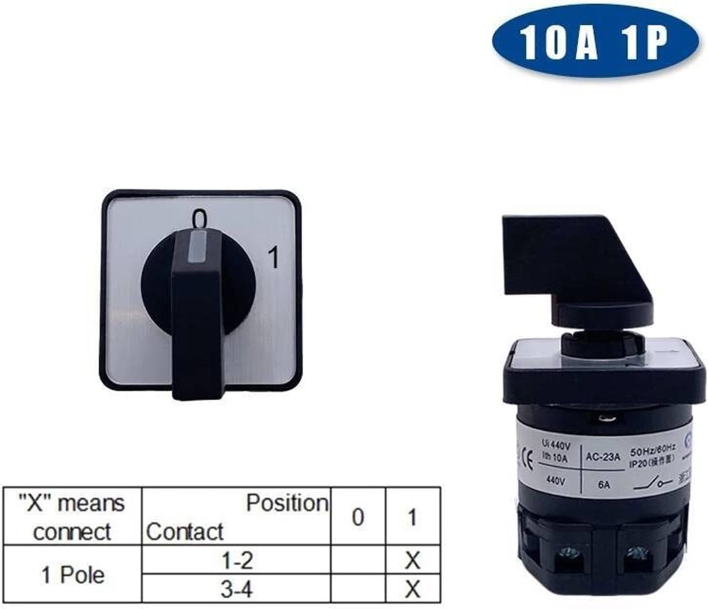 LW26-10/5 Changeover Selector LW28 Series 1-5 Poles 10A Silver Power Control Rotary Cam Switch(1P 4Terminal-01)