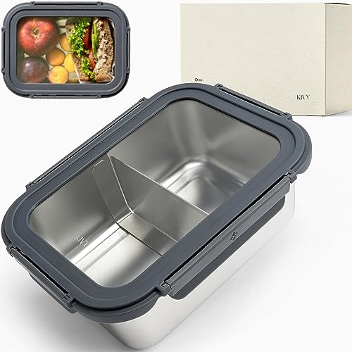 KIVY Large Stainless Steel Bento Box with Window Leak