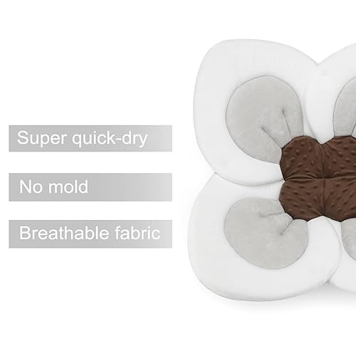Miniatura 2 de PandaEar Almohadilla de baño para bebé recién nacido, pétalos de flores suaves para fregadero, bañera, regalo esencial para ducha (gris)